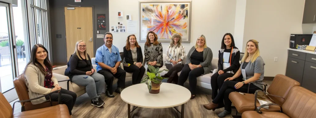 a diverse group of mental health professionals in a well-equipped clinic, offering a range of behavioral health services.