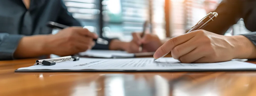 a group of professionals confidently discussing contract terms around a table filled with data and documents, projecting competence and determination in negotiations for a favorable agreement with insurance companies.