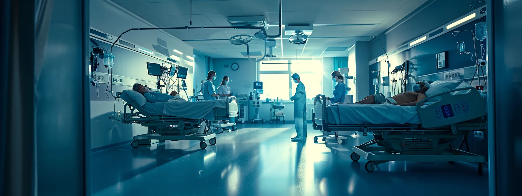 a serene hospital room with attentive healthcare providers conducting compliance training, fostering a culture of patient-centric care and safety.